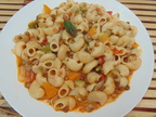 Massa com legumes e lentilhas